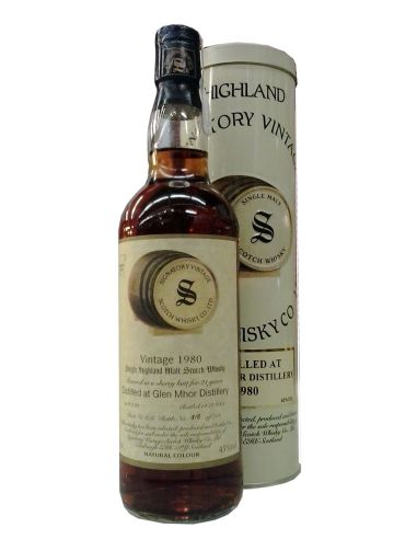 Single malt whisky Glen Mhor Signatory 1980 in a metal case