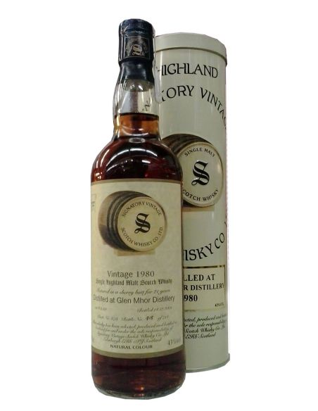 Single malt whisky Glen Mhor Signatory 1980 in a metal case